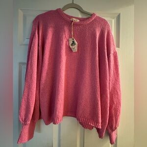 Easel Vibrant Pink Crew Neck Sweater